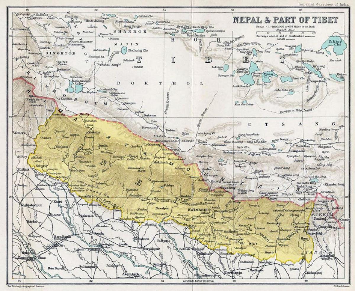 nepal mapa antic