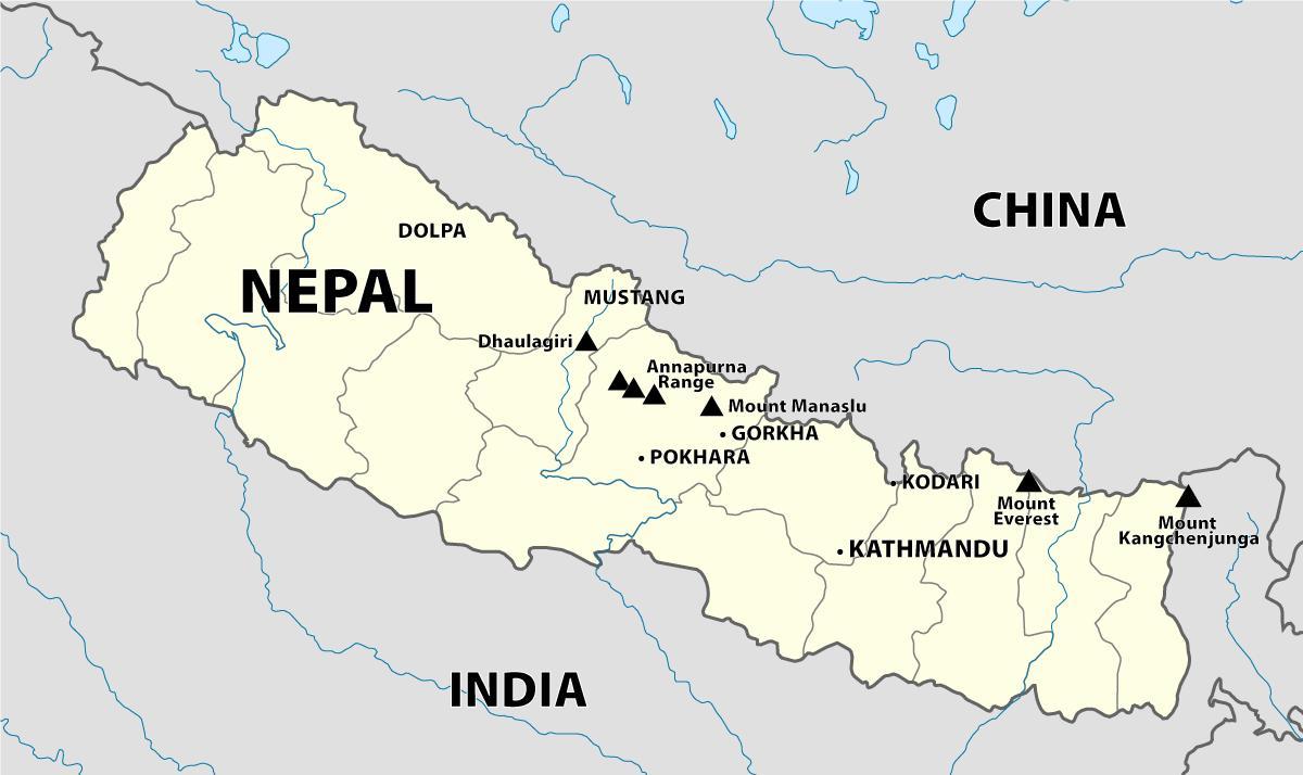 Mapa del nepal muntanyes