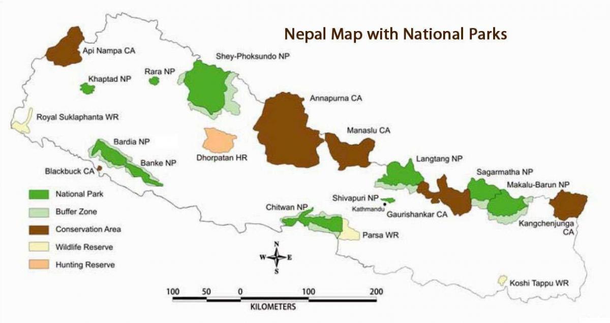 Mapa del nepal amb parcs nacionals