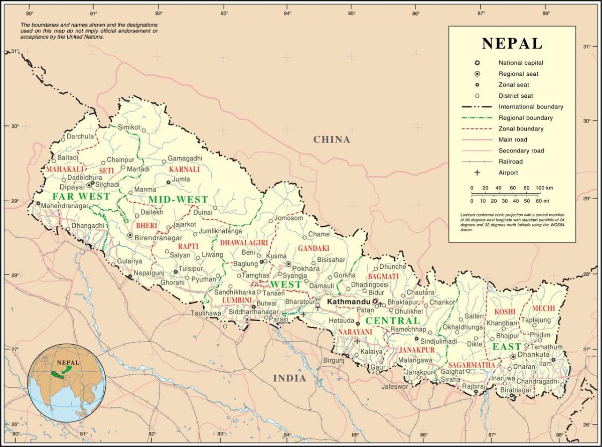 ferrocarril mapa del nepal