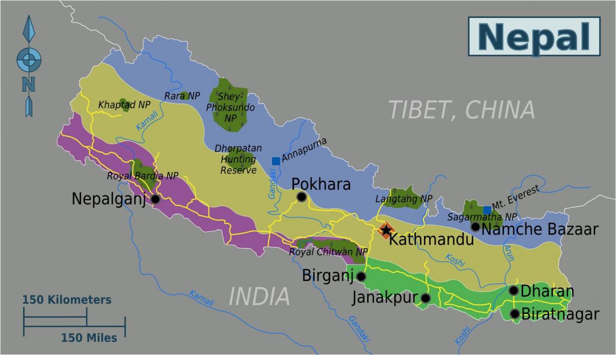 mapa geogràfic de nepal