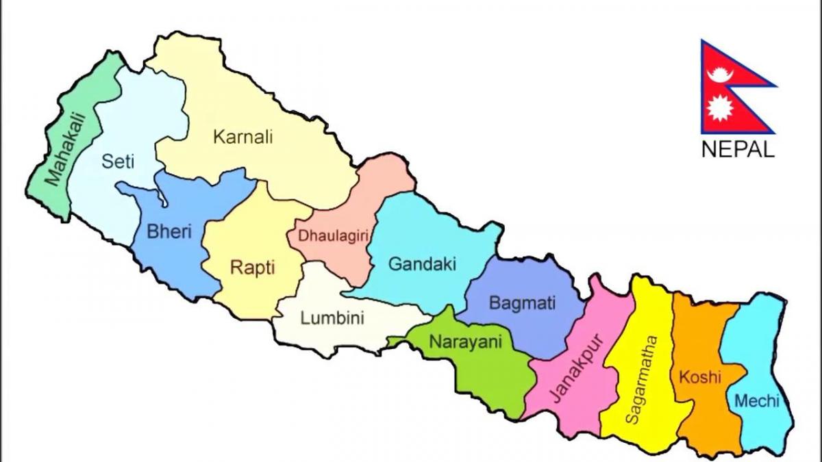 mapa polític del nepal, amb tots els districtes