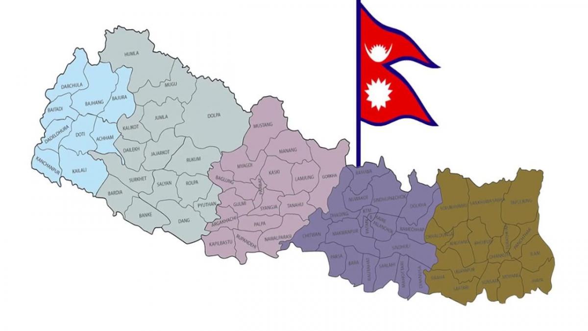 Mapa del nepal amb la bandera