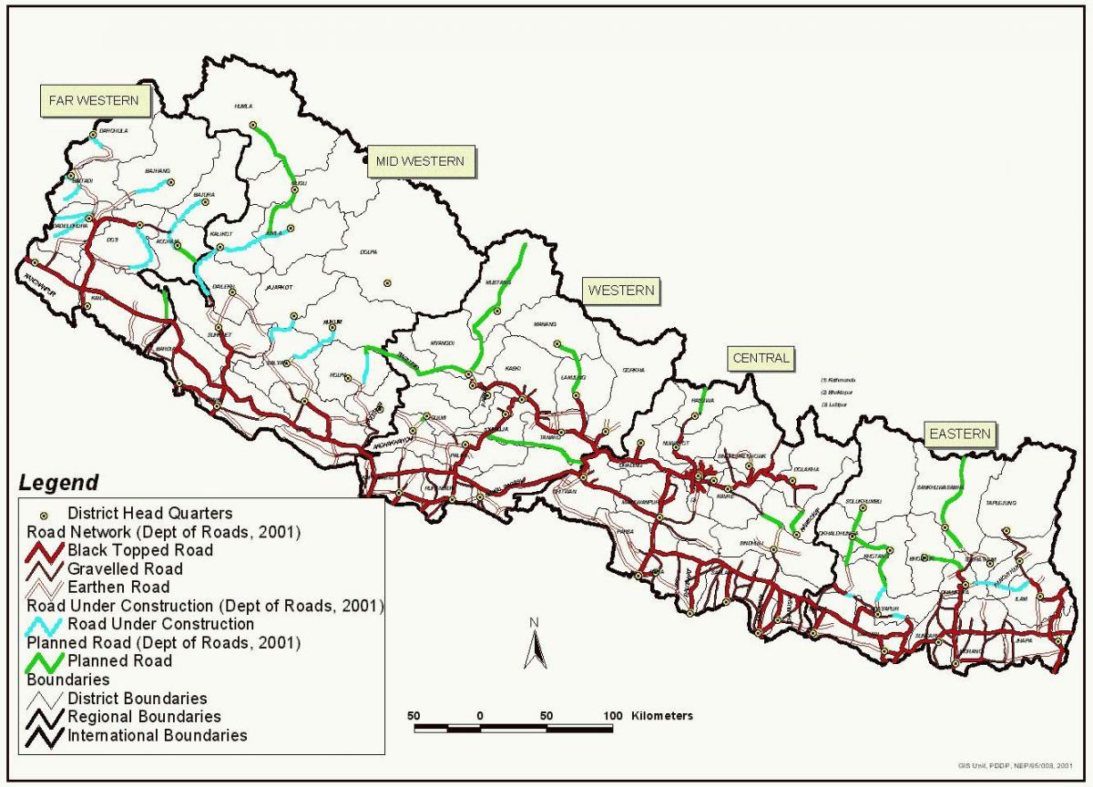 Mapa del nepal ruta