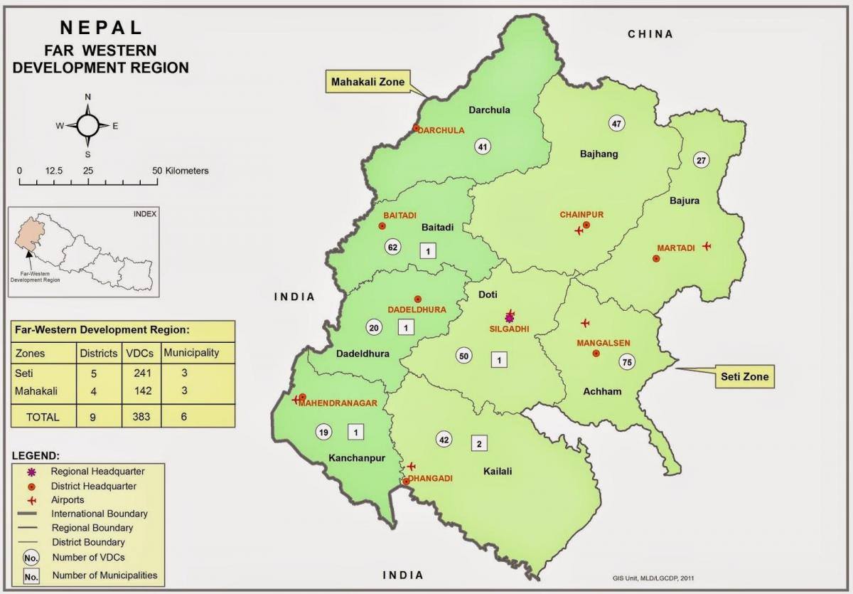 Mapa de l'oest del nepal