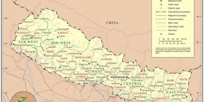 L'índia nepal frontera mapa de carreteres