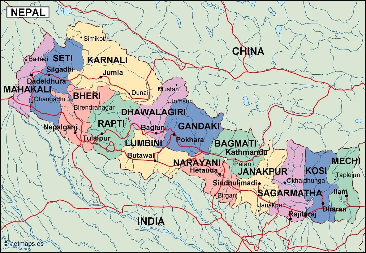 Mapa digital nepal