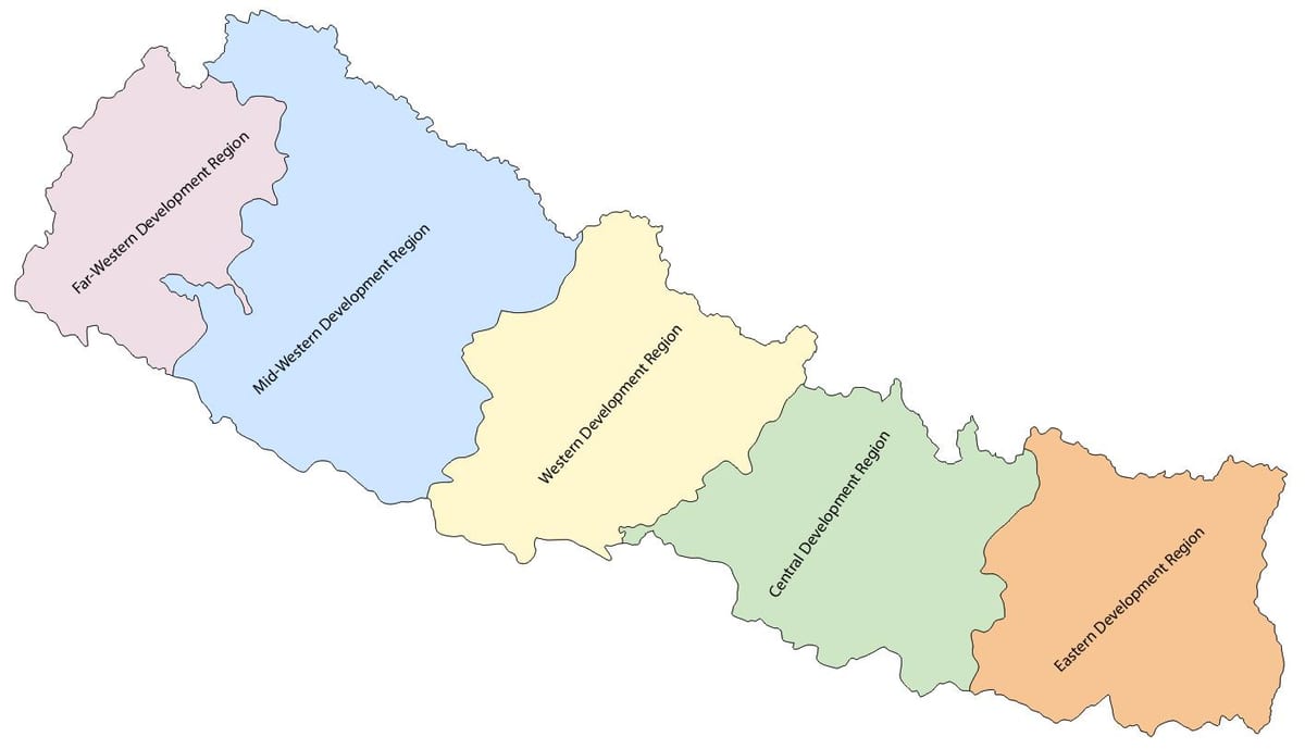 mapa del nepal amb el desenvolupament de la regió