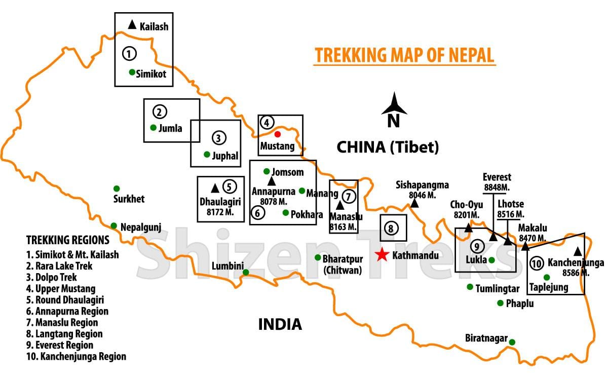 nepal caminada mapa