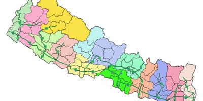 Mapa del nepal, amb les principals autopistes