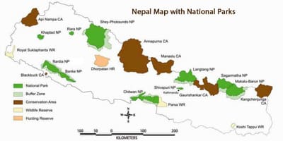 Mapa del nepal amb parcs nacionals