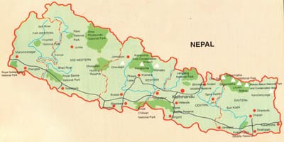 Mapa del nepal guia turística