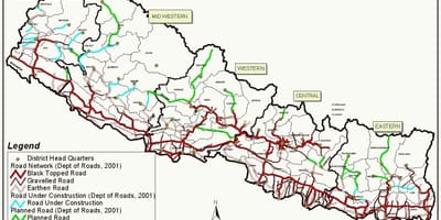 Mapa del nepal ruta