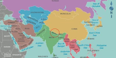 Mapa del nepal i països de l'entorn
