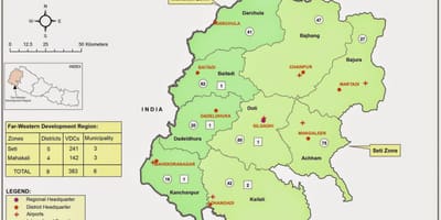 Mapa de l'oest del nepal